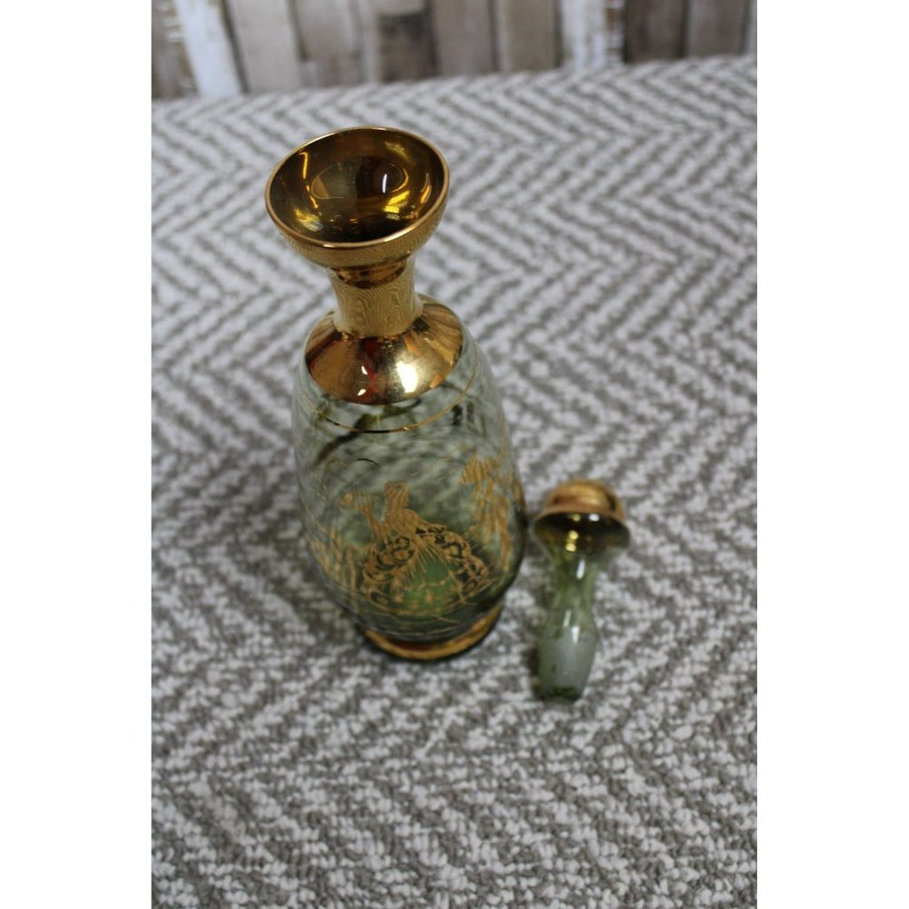 Vintage Glass Decanter Set With 5 Matching Shot Glasses - Picture 6 of 13
